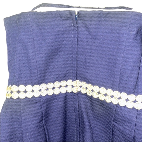 Lilly Pulitzer navy Regency bubble strapless dress with gold  accent. Size 00 - Picture 8 of 13